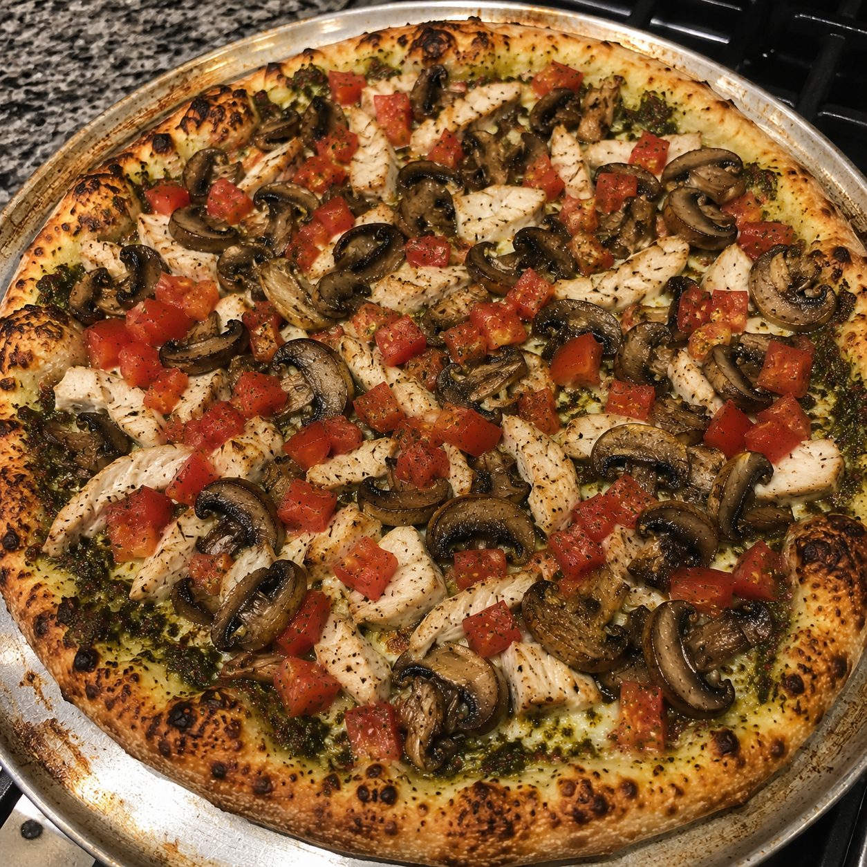 Pesto Chicken Pizza.